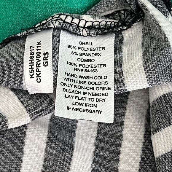 Calvin Klein Top Womens sz L Large Color block striped mosaic cap sleeves office - Picture 6 of 7